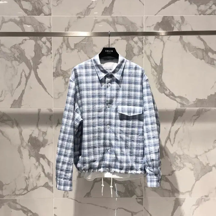 [BUNJANG] Solid Homme Check Layered Shirt / 솔리드 옴므 체크 레이어드 셔츠