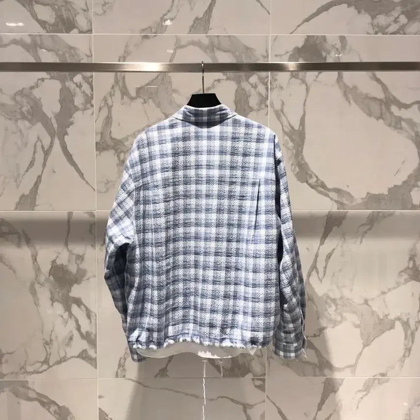 [BUNJANG] Solid Homme Check Layered Shirt / 솔리드 옴므 체크 레이어드 셔츠