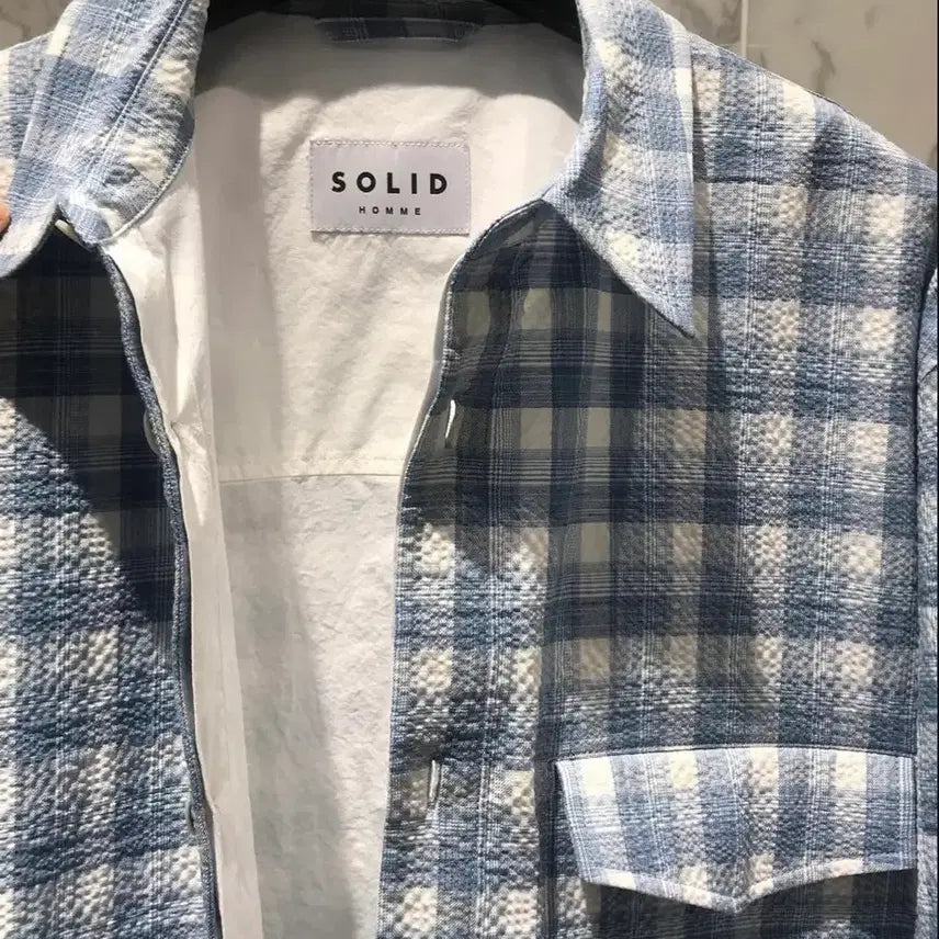 [BUNJANG] Solid Homme Check Layered Shirt / 솔리드 옴므 체크 레이어드 셔츠