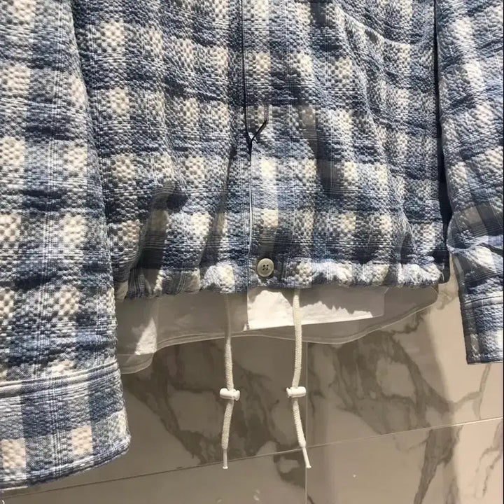 [BUNJANG] Solid Homme Check Layered Shirt / 솔리드 옴므 체크 레이어드 셔츠