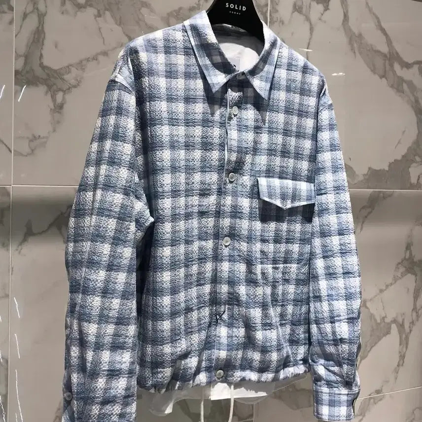 [BUNJANG] Solid Homme Check Layered Shirt / 솔리드 옴므 체크 레이어드 셔츠