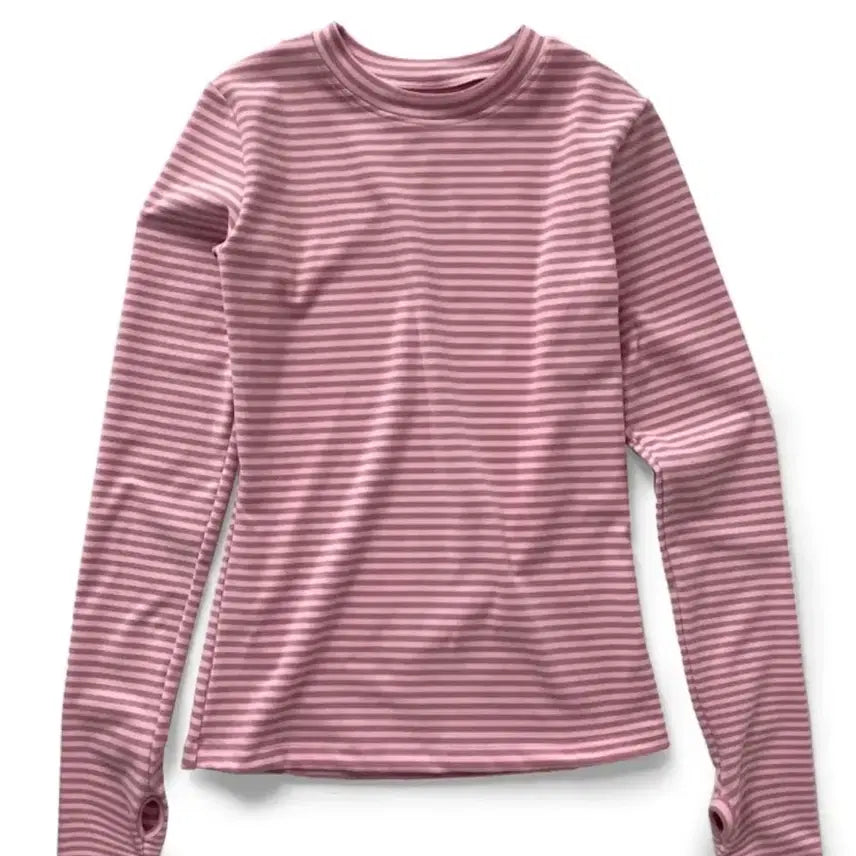[BUNJANG] Pink Striped Long Sleeve T-shirt / 핑크색 스트라이프 워머 긴팔 티셔츠