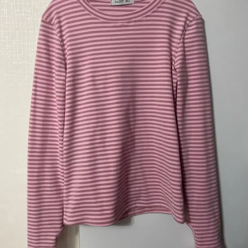 [BUNJANG] Pink Striped Long Sleeve T-shirt / 핑크색 스트라이프 워머 긴팔 티셔츠