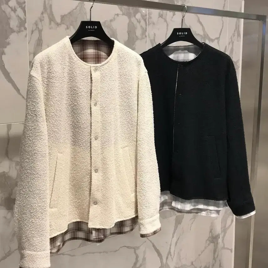 [BUNJANG] Solid Homme Reversible Tweed Cardigan / 솔리드 옴므