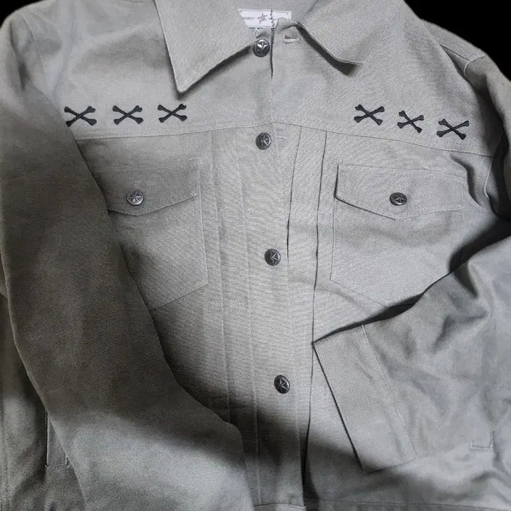 [BUNJANG] Kamien X Aoilo Cropped Trucker Jacket (Refurbished) / 2사이즈 카미엔 X 아오이로 크롭 트러커 자켓(리퍼브)