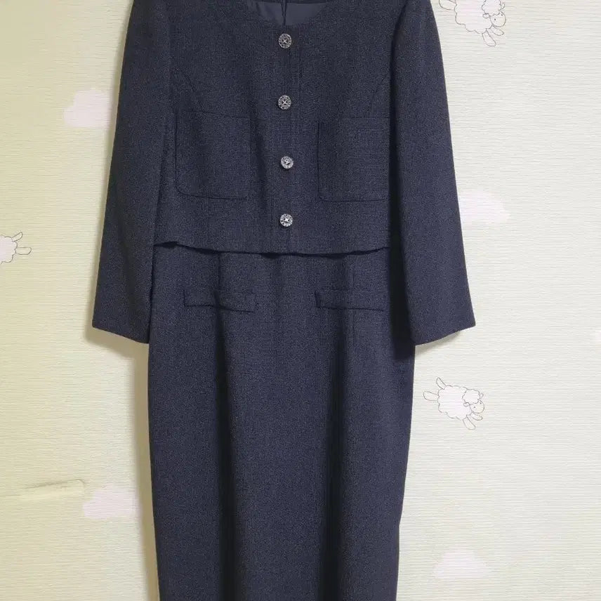 [BUNJANG] SOUP Navy Tweed Dress Size 66 / (새상품)SOUP 네이비 트위드 원피스 66사이즈