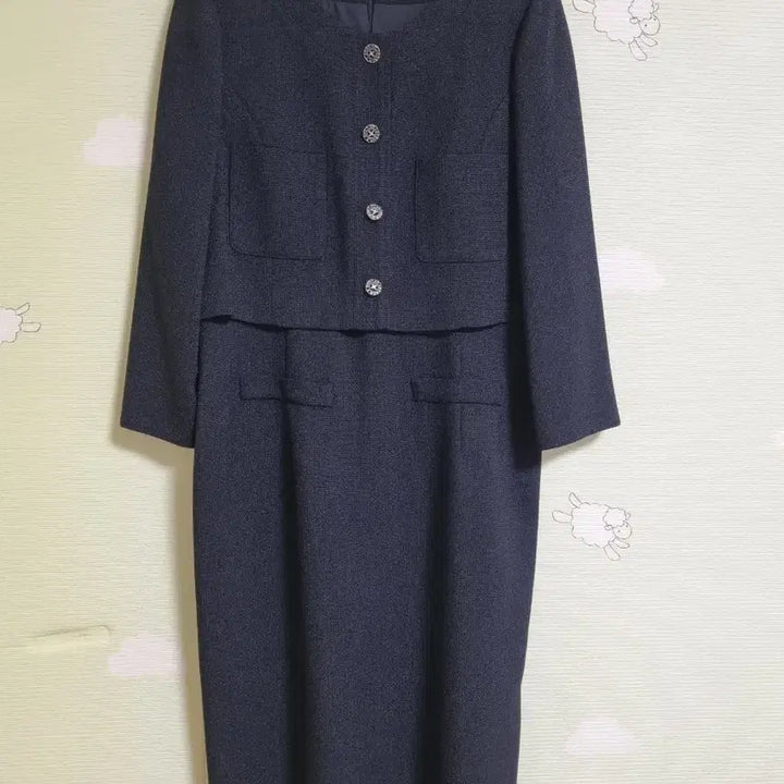 [BUNJANG] SOUP Navy Tweed Dress Size 66 / (새상품)SOUP 네이비 트위드 원피스 66사이즈
