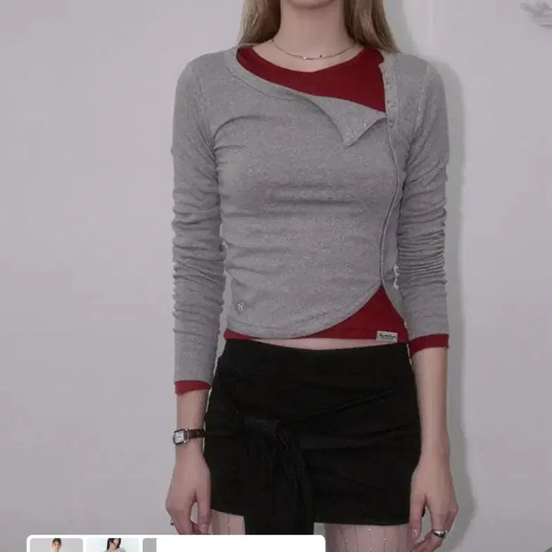 [SOLD OUT] 로재프란츠 사이드 아일렛 롱 슬리브 그레이