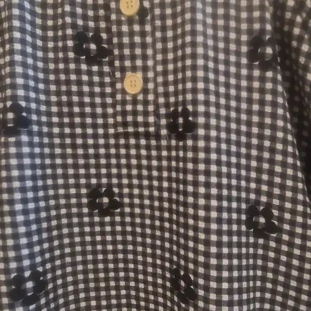 [BUNJANG] Checkered Pajama Set (Top + Bottom) / (새상품) 예쁜 체크잠옷세트(상의+하의)/(블랙/free ~77반)