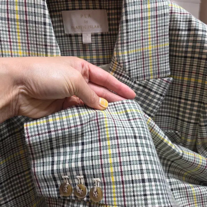 [BUNJANG] Plastic Island Check Double Jacket / 플라스틱아일랜드 체크 더블 자켓