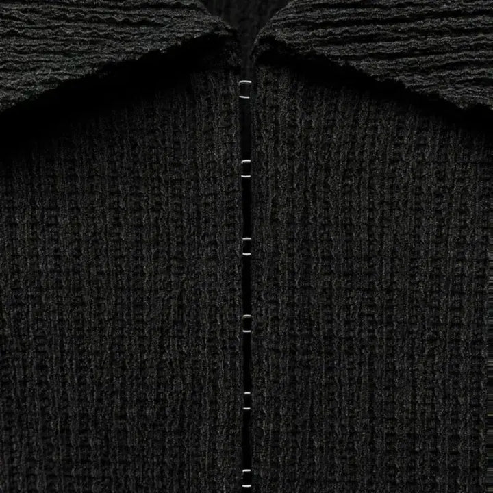 [BUNJANG] ZARA Ribbed Collar Cardigan Charcoal Gray L / ZARA 자라 골지 카라 가디건 차콜그레이 L