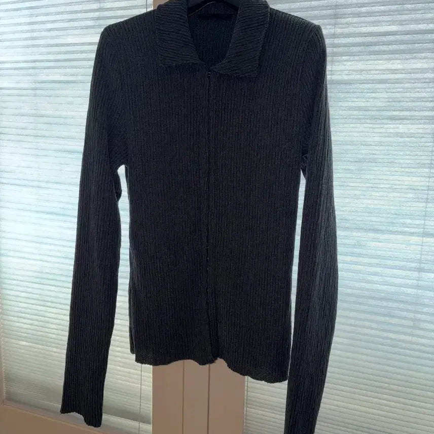 [BUNJANG] ZARA Ribbed Collar Cardigan Charcoal Gray L / ZARA 자라 골지 카라 가디건 차콜그레이 L