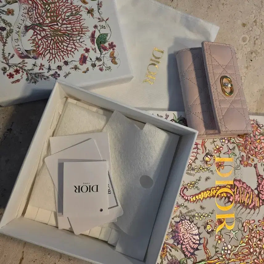 [BUNJANG] Dior Lady Dior Pale Pink Card Wallet Full Set / 정품 디올 레이디 디올 페일 핑크 카드지갑 풀세트
