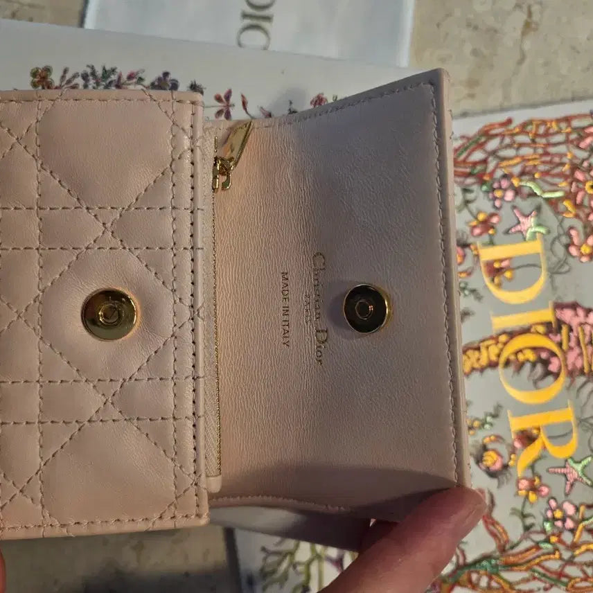 [BUNJANG] Dior Lady Dior Pale Pink Card Wallet Full Set / 정품 디올 레이디 디올 페일 핑크 카드지갑 풀세트