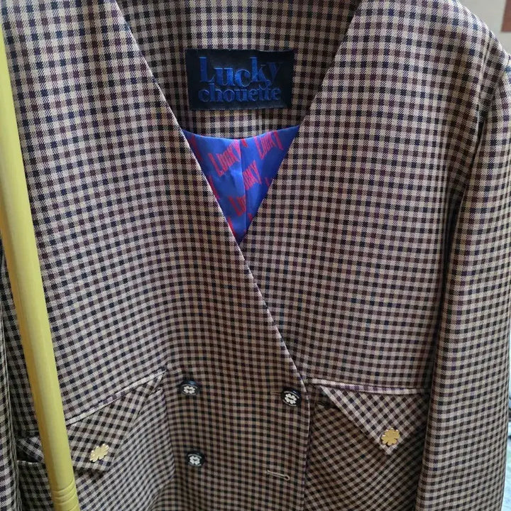 [BUNJANG] Lucky Chouette Check Pattern Blazer Jacket / 럭키슈에뜨 체크 패턴 블레이저 자켓