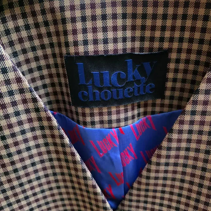 [BUNJANG] Lucky Chouette Check Pattern Blazer Jacket / 럭키슈에뜨 체크 패턴 블레이저 자켓