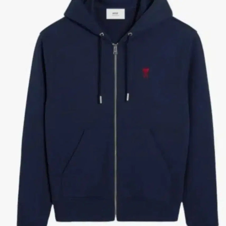 [BUNJANG] Ami Small Heart Logo Navy Hoodie Zip-up / 아미 스몰 하트 로고 네이비 후드집업