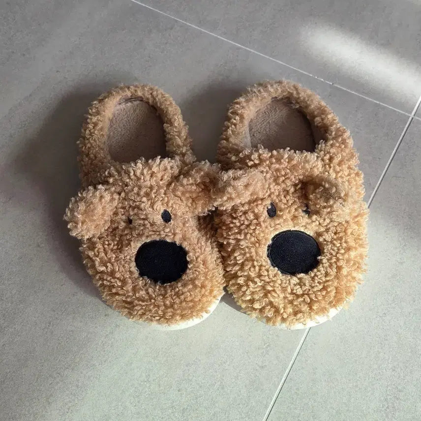 [BUNJANG] Teddy Bear Fur Slippers / 귀여운 곰돌이 털 슬리퍼