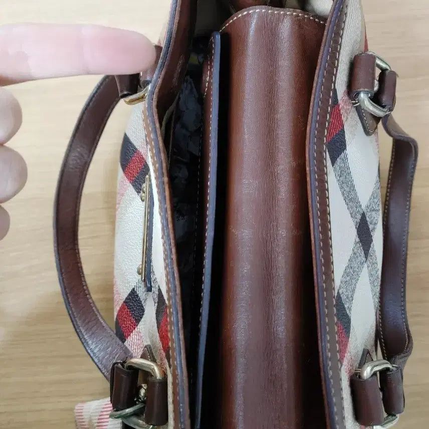 [BUNJANG] DAKS Leather Checkered Tote Bag / DAKS 닥스 소가죽배색 체크무늬 토트백