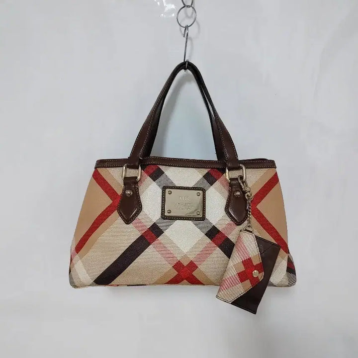 [BUNJANG] DAKS Leather Checkered Tote Bag / DAKS 닥스 소가죽배색 체크무늬 토트백