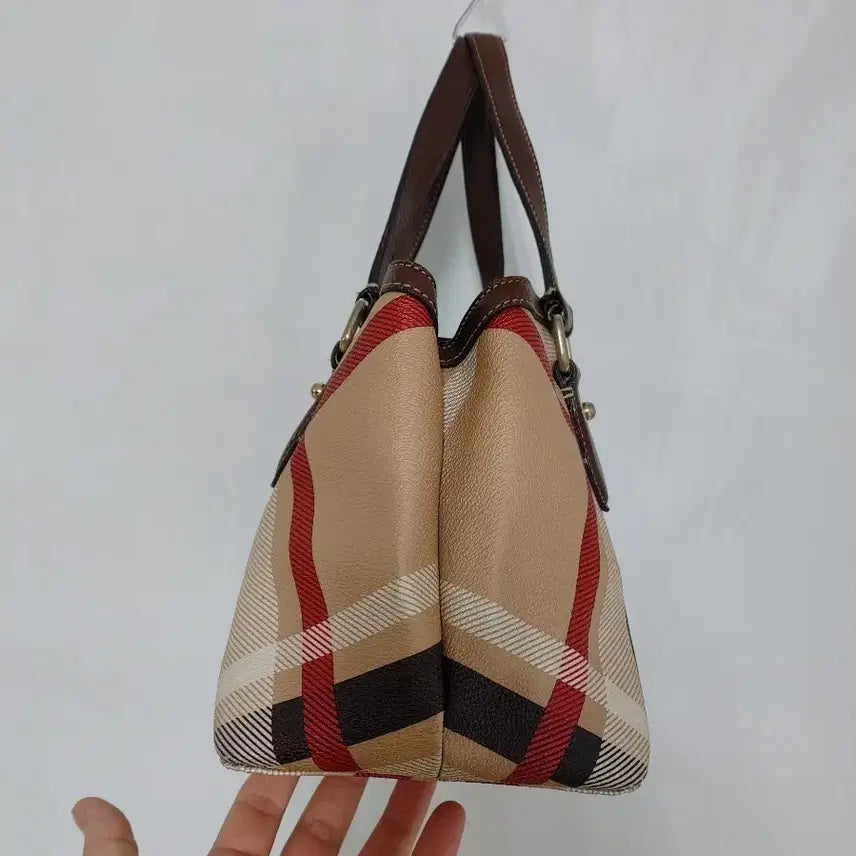 [BUNJANG] DAKS Leather Checkered Tote Bag / DAKS 닥스 소가죽배색 체크무늬 토트백