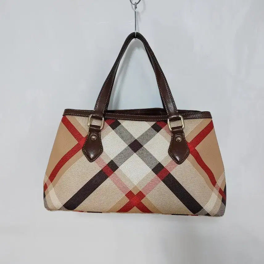 [BUNJANG] DAKS Leather Checkered Tote Bag / DAKS 닥스 소가죽배색 체크무늬 토트백