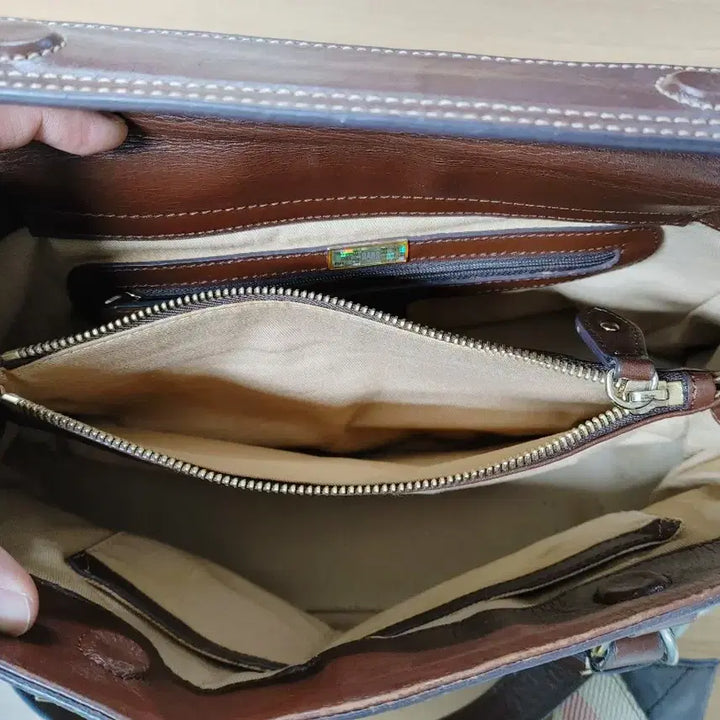[BUNJANG] DAKS Leather Checkered Tote Bag / DAKS 닥스 소가죽배색 체크무늬 토트백