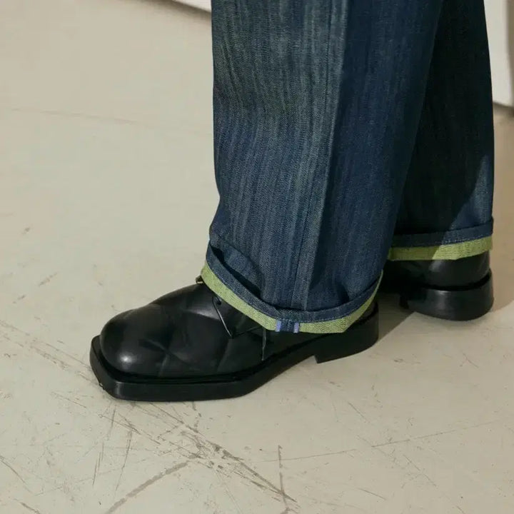 [BUNJANG] L Mina B Neon City Pop Wide Denim Pants / L / 미나브 네온 시티팝 와이드 데님팬츠