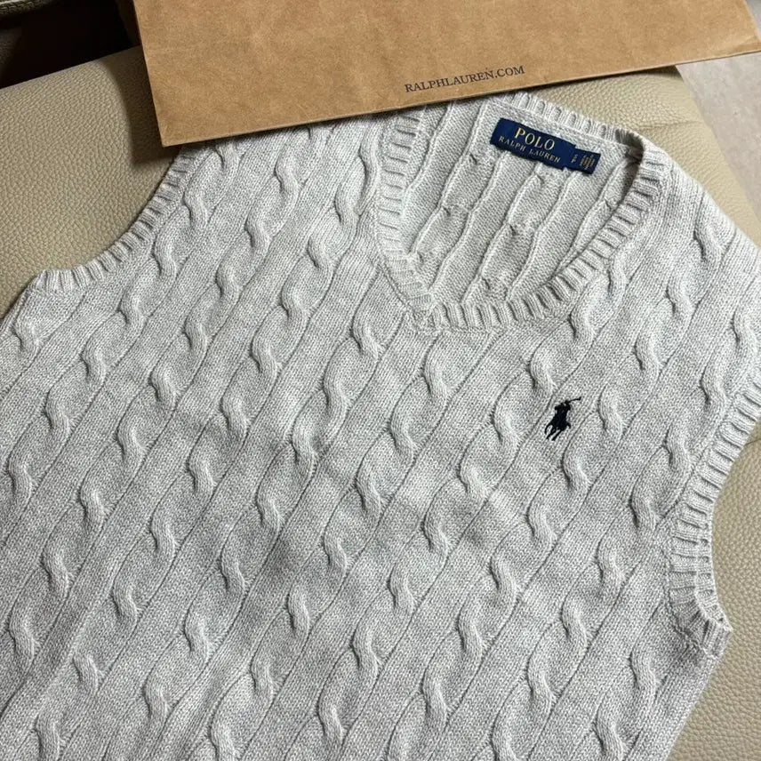 [BUNJANG] Polo Ralph Lauren Cable Knit Vest / 폴로 랄프로렌 케이블 니트 베스트 (새상품)