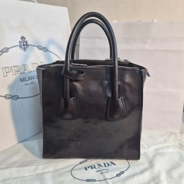 [BUNJANG] Prada Brown Leather Tote/Shoulder Bag / 프라다 브라운 레더 토트백 겸 숄더백