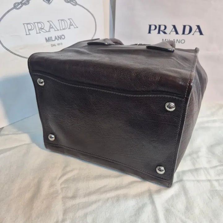 [BUNJANG] Prada Brown Leather Tote/Shoulder Bag / 프라다 브라운 레더 토트백 겸 숄더백
