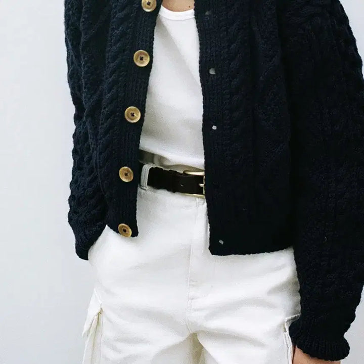 [BUNJANG] Urbanic30 Donegal Cable Cardigan Navy / 얼바닉30 도네갈 케이블 가디건 네이비