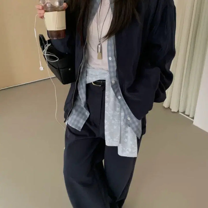 [BUNJANG] Basket Seed Blouson Navy Jacket / 바스켓 시드블루종 네이비 새상품