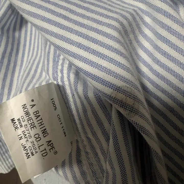 [BUNJANG] BAPE Stripe Short Sleeve Shirt / 베이프 셔츠 반팔