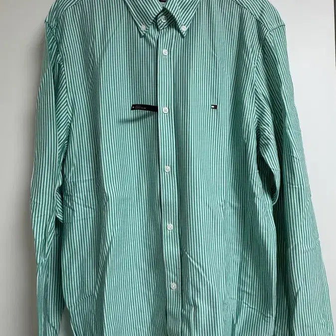 [BUNJANG] Tommy Hilfiger Slim Fit Green Striped Shirt / [XL] 타미힐피거 슬림핏 그린 스트라이프 셔츠