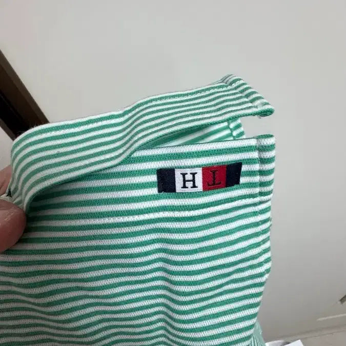 [BUNJANG] Tommy Hilfiger Slim Fit Green Striped Shirt / [XL] 타미힐피거 슬림핏 그린 스트라이프 셔츠
