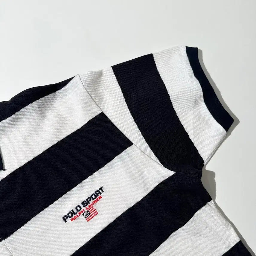 [SOLD OUT] [L] 폴로 스포츠 랄프로렌 성조기 로고 스트라이프 보더 피케 카라 반팔