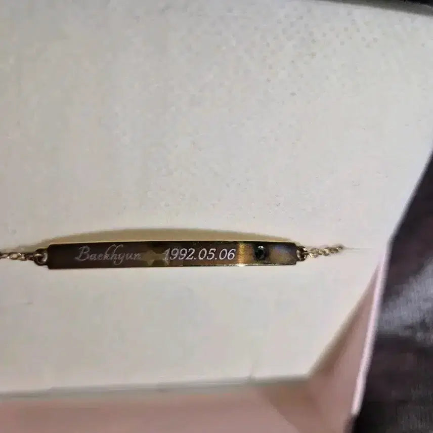 [BUNJANG] EXO Baekhyun Gold Engraved Bracelet / 엑소백현이 팔찌