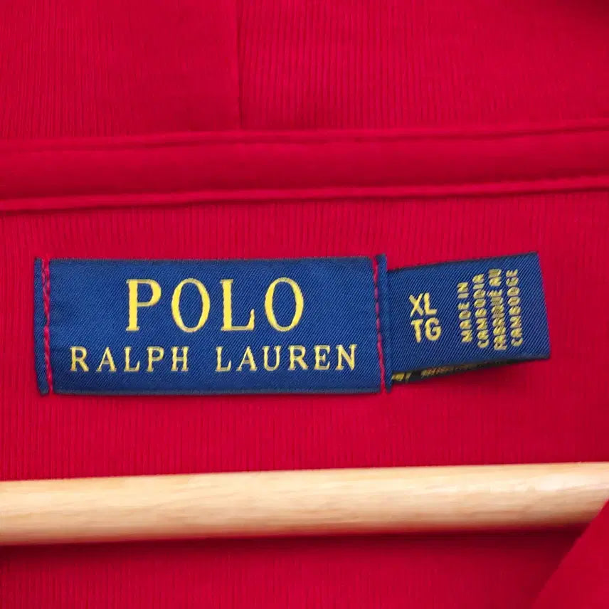 [BUNJANG] Polo Ralph Lauren Check Logo Patch Red Hooded Zip-up / [XL] 폴로 랄프로렌 체크 로고 패치 레드 후드 집업