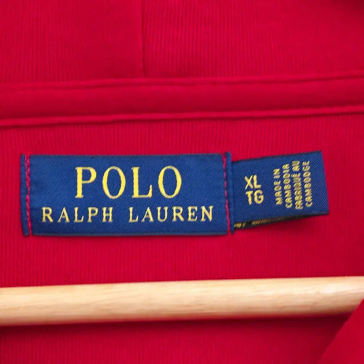 [BUNJANG] Polo Ralph Lauren Check Logo Patch Red Hooded Zip-up / [XL] 폴로 랄프로렌 체크 로고 패치 레드 후드 집업