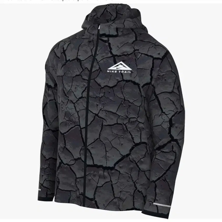 [BUNJANG] Nike Trail Hooded Windbreaker Jacket Black Pattern 95 / 나이키 트레일 후드 바람막이 블랙 패턴 95사이즈