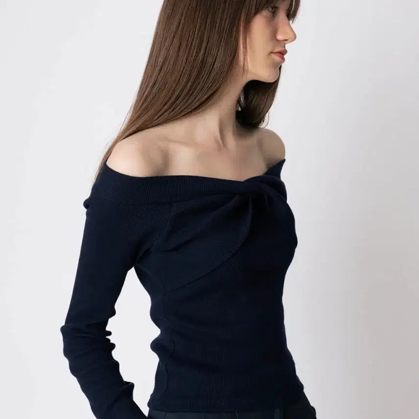 [BUNJANG] Comb Studio Co Off Shoulder Jersey Top Navy / comb studio 콤스튜디오 오프숄더 져지 탑