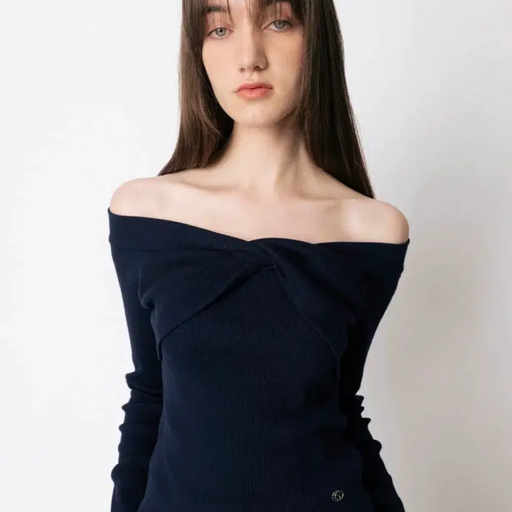 [BUNJANG] Comb Studio Co Off Shoulder Jersey Top Navy / comb studio 콤스튜디오 오프숄더 져지 탑