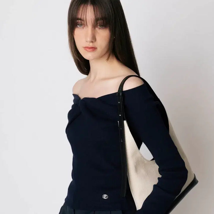 [BUNJANG] Comb Studio Co Off Shoulder Jersey Top Navy / comb studio 콤스튜디오 오프숄더 져지 탑