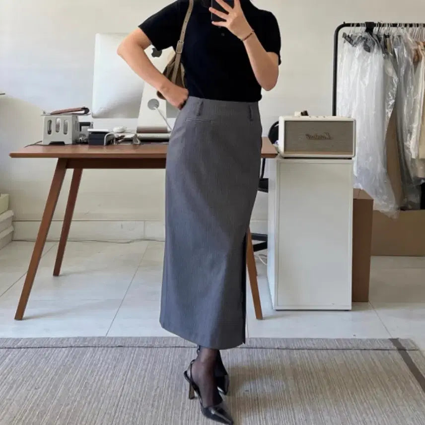 [BUNJANG] Eroom Stripe Pencil Skirt / 이룸 스트라이프 펜슬 스커트
