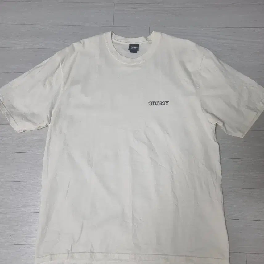 [BUNJANG] Stussy Logo Short Sleeve T-shirt (L) Natural / 스투시 로고 반팔티 L 내추럴(아이보리) m교환가능