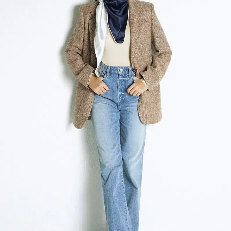 [BUNJANG] Hana Bo Harris Tweed Herringbone Brown Wool Jacket / 아보아보 하나보 no.2 해리스 트위드 헤링본 브라운 울자켓