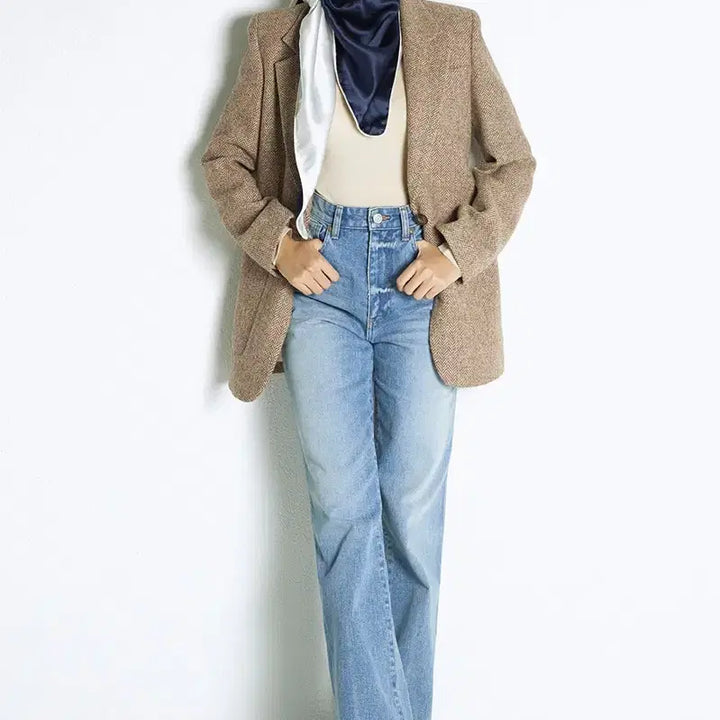 [BUNJANG] Hana Bo Harris Tweed Herringbone Brown Wool Jacket / 아보아보 하나보 no.2 해리스 트위드 헤링본 브라운 울자켓