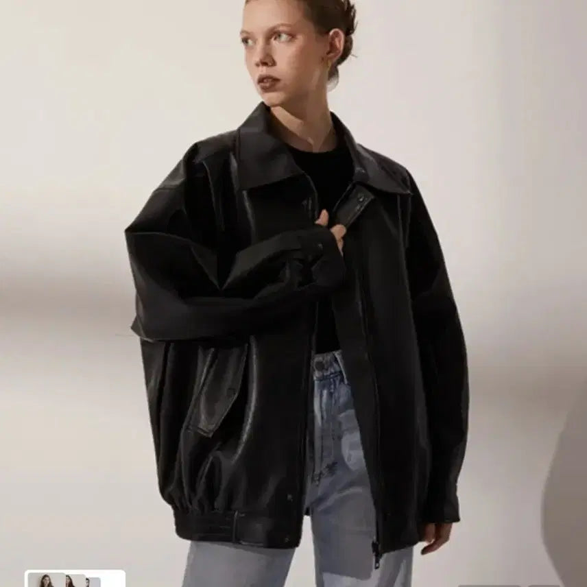 [BUNJANG] Lady Volume Vegan Leather Jacket / 레이디볼륨 비건레더 자켓