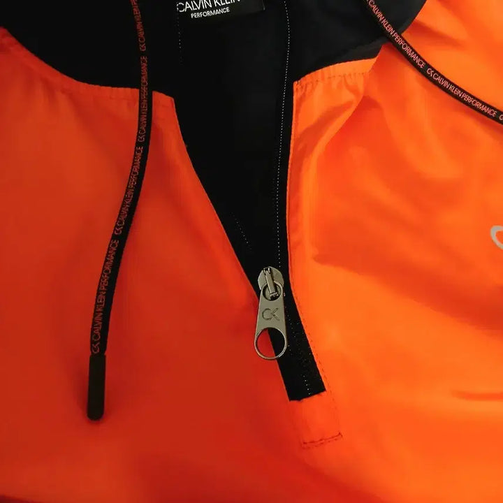[BUNJANG] Calvin Klein Color Block Hooded Anorak Jacket / [새상품수준]캘빈클라인 오렌지 컬러블록 후드 아노락:L
